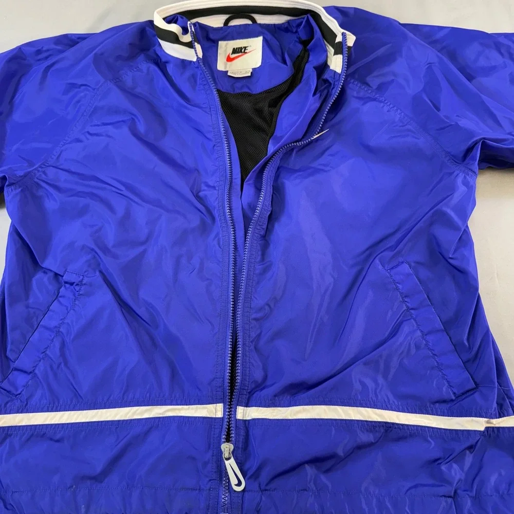 Y2K Vintage Nike Blue White Black Track Jacket Windbreaker athletic Men Sz M zip